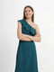 Платье А-силуэта темно-бирюзовое с открытым плечем | 6305533 | фото 2