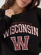 Свитшот черный на флисе с надписью Wisconsin | 6306526 | фото 4