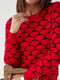 Платье-свитер красное с объемной вязкой сердечки | 6307030 | фото 3