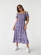 Платье А-силуэта фиолетовое в цветочный принт | 6307038