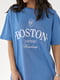 Футболка блакитна з написом Boston | 6307177 | фото 4