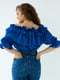 Блуза с воланами синяя | 6307189 | фото 3