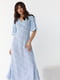 Сукня А-силуету блакитна в принт | 6307240 | фото 4