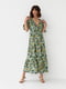 Платье А-силуэта зеленое в цветочный принт | 6307560 | фото 8