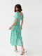 Платье А-силуэта зеленое в цветочный принт | 6307563 | фото 2