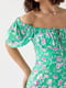 Платье А-силуэта зеленое в цветочный принт | 6307563 | фото 4