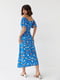 Платье А-силуэта синее в цветочный принт | 6307564 | фото 2