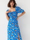 Платье А-силуэта синее в цветочный принт | 6307564 | фото 3