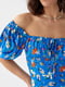 Платье А-силуэта синее в цветочный принт | 6307564 | фото 4