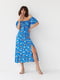 Платье А-силуэта синее в цветочный принт | 6307564 | фото 5