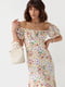 Платье А-силуэта бежевое в цветочный принт | 6307565 | фото 3