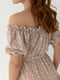 Платье А-силуэта кофейного цвета с принтом | 6307585 | фото 4