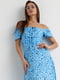 Платье А-силуэта голубое в принт | 6307646 | фото 3
