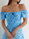 Платье А-силуэта голубое в принт | 6307646 | фото 4