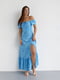 Платье А-силуэта голубое в принт | 6307646 | фото 7