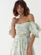 Сукня А-силуету салатова в квітковий принт | 6307697 | фото 3