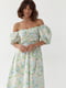 Сукня А-силуету салатова в квітковий принт | 6307697 | фото 6