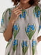Сукня-А силуету молочного кольору в квітковий принт | 6307729 | фото 4
