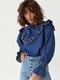 Блуза джинсовая с рюшами | 6307773 | фото 5