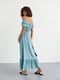 Платье А-силуэта голубое в цветочный принт | 6307912 | фото 2