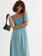Платье А-силуэта голубое в цветочный принт | 6307912 | фото 3