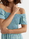 Платье А-силуэта голубое в цветочный принт | 6307912 | фото 4