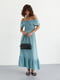 Платье А-силуэта голубое в цветочный принт | 6307912 | фото 5
