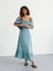 Платье А-силуэта голубое в цветочный принт | 6307912 | фото 7
