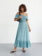 Платье А-силуэта голубое в цветочный принт | 6307912 | фото 8