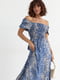 Сукня А-силуету синя з принтом | 6307913 | фото 3
