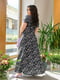 Сукня А-силуету чорна з квітковим принтом | 6325886 | фото 2