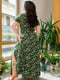 Сукня А-силуету кольору хакі з квітковим принтом | 6325887 | фото 3