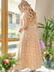 Платье А-силуэта бежевое с цветочным принтом | 6325888 | фото 3