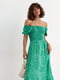 Платье А-силуэта зеленое с принтом | 6307914 | фото 3