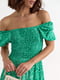 Платье А-силуэта зеленое с принтом | 6307914 | фото 4