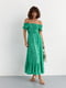 Платье А-силуэта зеленое с принтом | 6307914 | фото 6