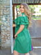 Платье А-силуэта зеленое с рюшем | 6327233 | фото 3