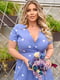 Платье А-силуэта голубое в горошек | 6327335 | фото 2