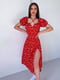 Платье А-силуэта красное в цветочный принт | 6327525 | фото 3
