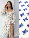 Платье А-силуэта молочного цвета в цветочный принт | 6327578 | фото 3
