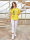 Блуза желтая с принтом льняная | 6327631 | фото 2