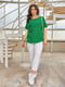 Блуза зеленая с принтом льняная | 6327632 | фото 2