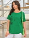 Блуза зеленая с принтом льняная | 6327632 | фото 3