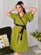 Сукня А-силуету зелена в принт | 6327726 | фото 3