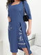 Платье А-силуэта голубое с принтом | 6327743 | фото 5