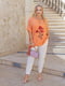 Блуза персикового кольору з принтом | 6327776 | фото 2