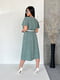 Платье-рубашка оливкового цвета в принт | 6327794 | фото 6