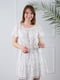 Платье А-силуэта белое с цветочным принтом | 6328018 | фото 3