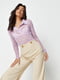 Блуза-боди светло-фиолетовая с цветочным принтом | 6328146 | фото 2