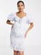 Платье белое в цветочный принт | 6328990 | фото 2
